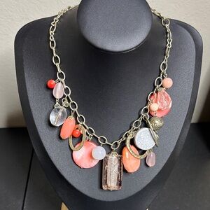 Premier Designs Dreamsicle Gold Tone Glass and Acrylic Beaded Necklace